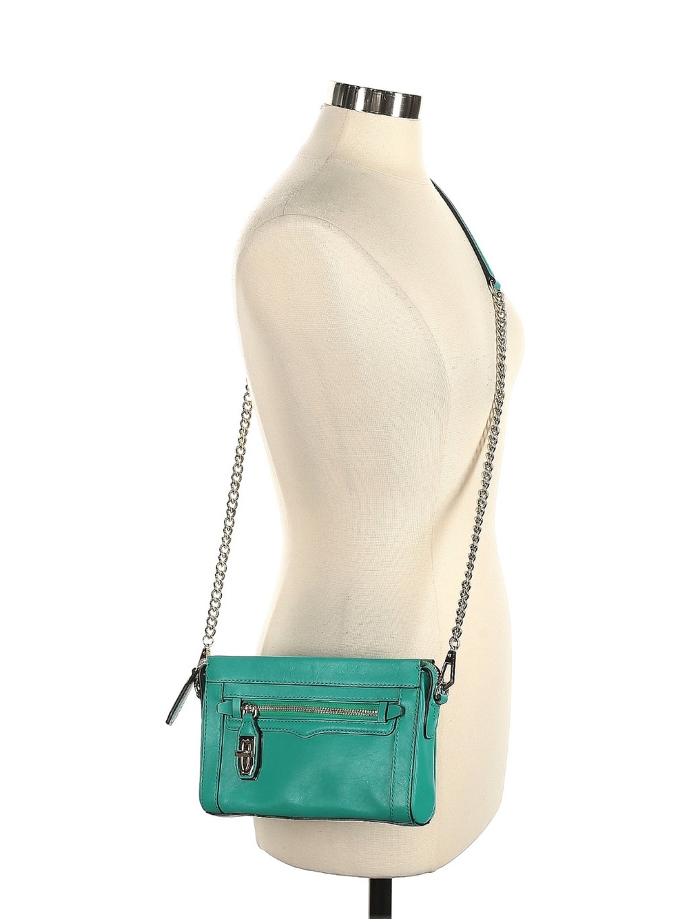 Rebecca Minkoff Teal Leather Crossbody Silver Chain Strap